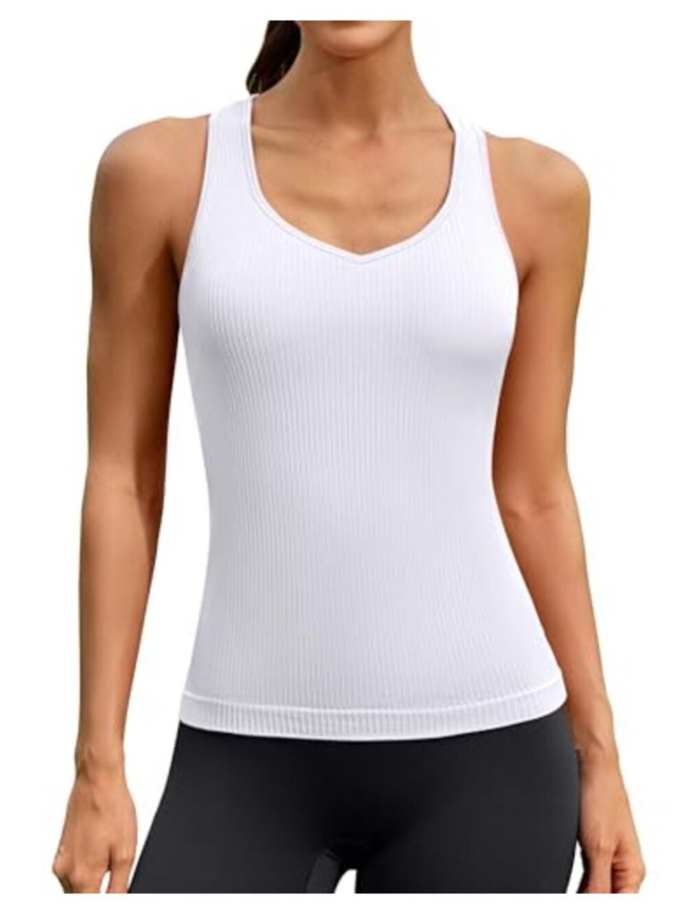 ATTRACO Seamless Workout Tank Top with Built-in Bra